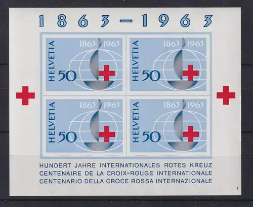 Schweiz 1963 Jubiläum Rotes Kreuz  Mi.-Nr. Block 19 postfrisch**