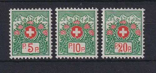 Schweiz 1927 Portofreiheitsmarken  Mi.-Nr. 11-13 II x ungestempelt *