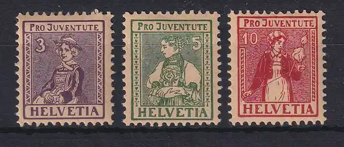 Schweiz 1917 Pro Juventute Trachten (III) Mi.-Nr. 133-135  ungebraucht *