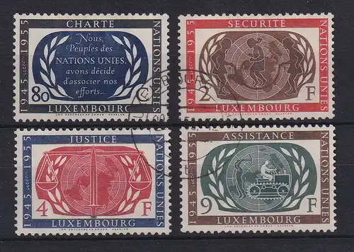 Luxemburg 1955 Zehn Jahre Vereinte Nationen Mi.-Nr. 537-540 gestempelt 
