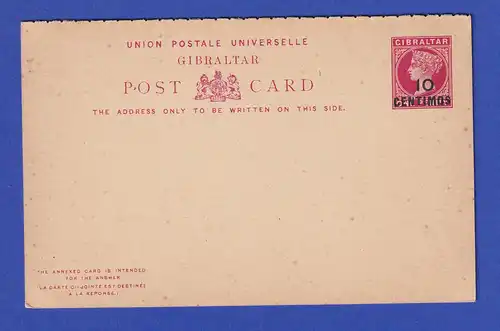 Gibraltar Ganzsache Doppelkarte 10 Centimos Mi.-Nr. P13 ungebraucht