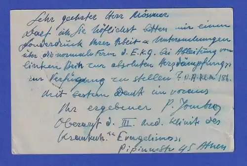 Griechenland Ganzsache 5 Dr. Mi.-Nr. P47 mit Zensur 1940 gel. nach Bamberg