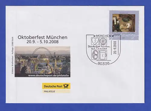 München Oktoberfest 2008 illustrierter Souvenir-Beleg mit So.-O 20.9.2008