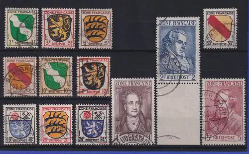 Französische Zone Allg. Ausgabe komplett Mi.-Nr. 1-13 O teils gepr. SCHLEGEL BPP
