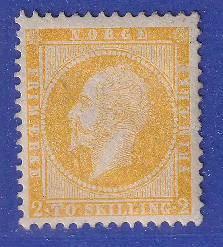 Norwegen 1857 König Oskar I. Freimarke 2 Sk. gelb ungestempelt