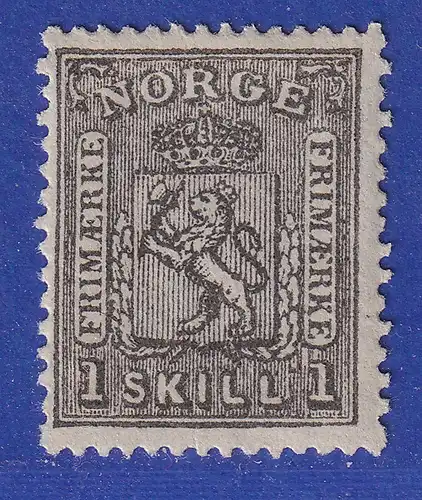 Norwegen 1868 Freimarke Wappen 1 Sk. schwarz Mi.-Nr. 11 ungestempelt