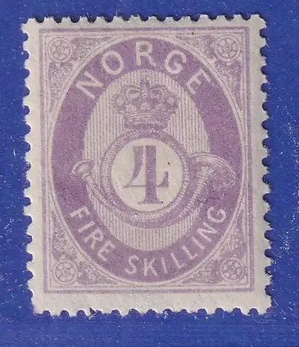 Norwegen 1873 Freimarke Posthorn 4 Sk. hellviolett Mi.-Nr. 19d ungestempelt *