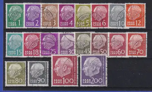 Saarland 1957 Freimarken Theodor Heuss kpl. Mi.Nr. 380-399 sauber gestempelt