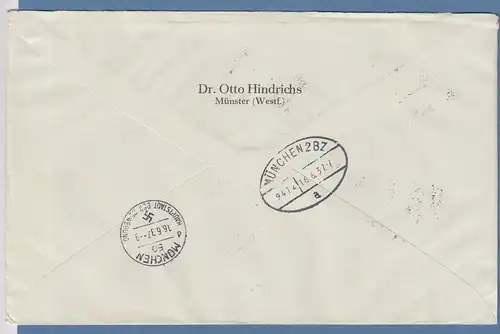 Dt. Reich 1937 646, 647 und 648 (FDC !) sowie 608 VB auf großform. R-Brief 