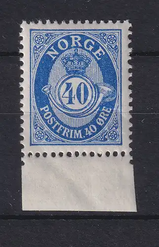 Norwegen 1921 Freimarke Posthorn 40 Öre blau Mi.-Nr. 103 ungestempelt