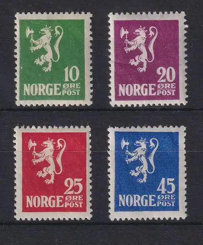 Norwegen 1922/24 Freimarken Wappenlöwe Mi.-Nr. 105-108 ungestempelt