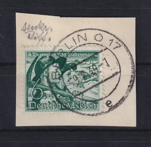 Deutsches Reich 1938 Volksabstimmung Sudetenland Mi.-Nr. 684x gest. auf Briefst.