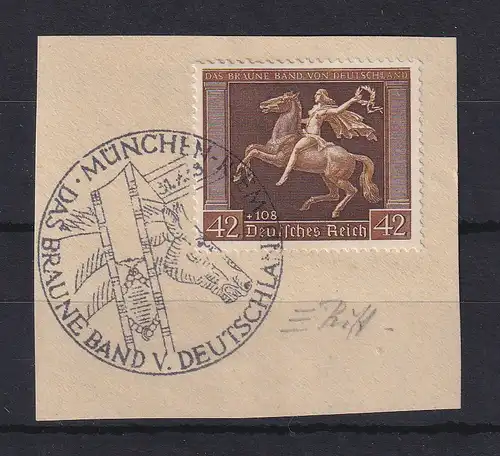 Deutsches Reich 1938 Braunes Band München-Riem Mi.-Nr. 671 y gest. auf Briefst.