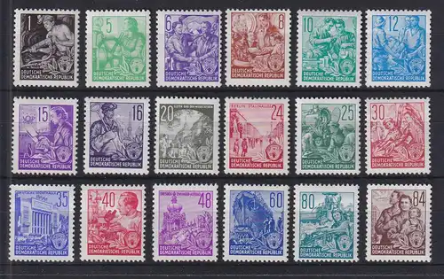 DDR 1953 Freimarken Fünfjahrplan Mi.-Nr. 362-379 postfrisch **