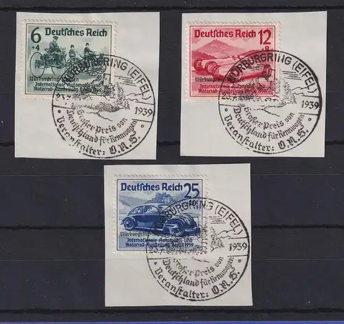 Deutsches Reich 1939 Nürburgring-Rennen Mi.-Nr. 695-697 gest. auf Briefstücken
