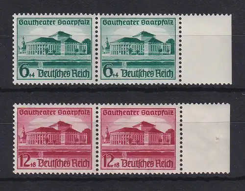 Deutsches Reich 1938 Gautheater Saarpfalz Mi.-Nr. 673-674 Paare postfrisch **