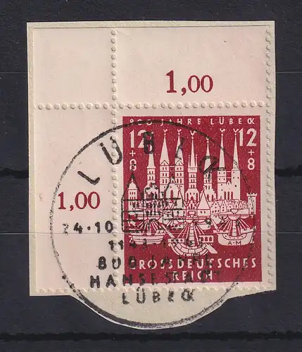 Deutsches Reich 1943 Hansestadt Lübeck Mi.-Nr. 862 Eckrandstück OL gestempelt