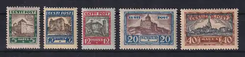 Estland 1927 Wohlfahrt: Städteansichten Mi.-Nr. 63-67 ungebraucht * 