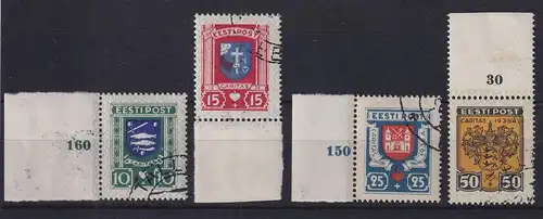 Estland 1936 Gemeinschaftshilfe Stadtwappen Mi.-Nr. 109-112 gestempelt