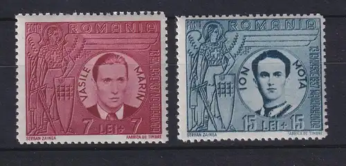 Rumänien 1941 Vasile Marin und Ion Mota Mi-Nr. 682-683 postfrisch **