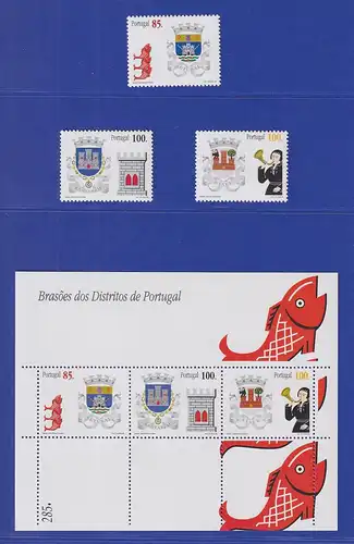 Portugal 1998 Distriktswappen Mi.-Nr. Block 140 und 141 und Satz 2283-2288 **