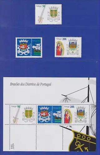 Portugal 1998 Distriktswappen Mi.-Nr. Block 140 und 141 und Satz 2283-2288 **