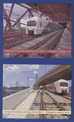 Portugal 1999 Eisenbahnbrücke über den Tejo Mi.-Nr. Blocks 154 und 155  **