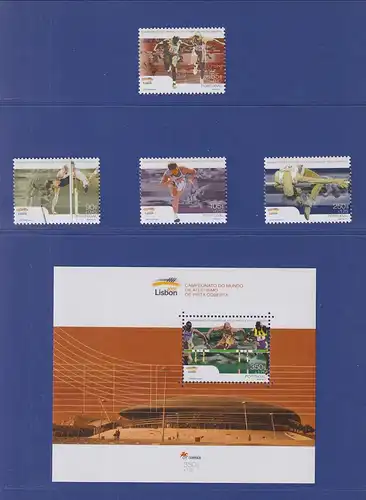 Portugal 2001 Leichtathletik-WM Porto Mi.-Nr. Block 166 und Satz 2477-2480 **