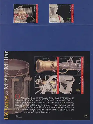 Portugal 2001 150 Jahre Militärmuseum Mi.-Nr. Block 171 und Satz 2514-2515 **