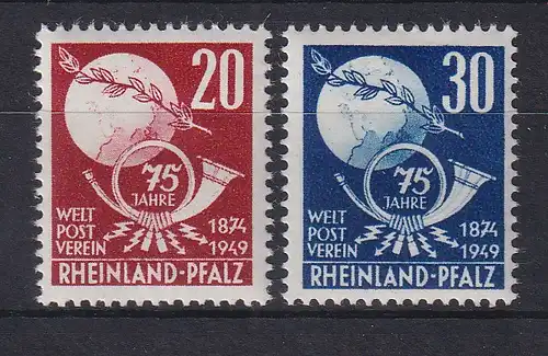 Französische Zone, Rheinland-Pfalz 1949 Weltpostverein Mi.-Nr. 51-52 postfr. **