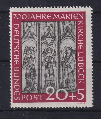 Bundesrepublik 1951 700 Jahre Marienkirche Lübeck Mi.-Nr. 140 postfrisch **