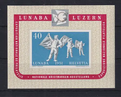 Schweiz 1951 Briefmarken-Ausstellung LUNABA  Mi.-Nr. Block 14 postfrisch **