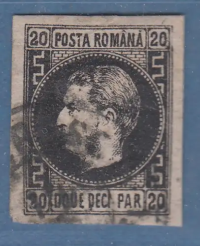 Rumänien 1866 Fürst Karl I. 20 Par schwarz auf rosa Mi.-Nr. 16 y gestempelt