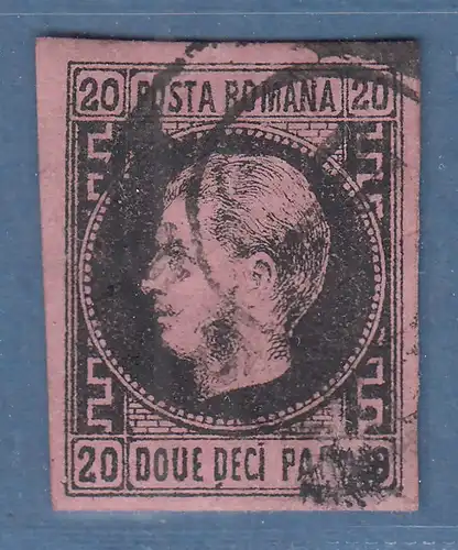 Rumänien 1866 Fürst Karl I. 20 Par. schwarz auf rosa Mi-Nr. 16 y  O 