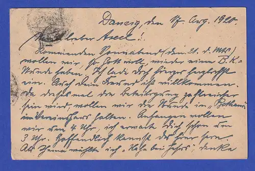 Danzig Germania 15Pfg Mi.-Nr. 3 als ZF auf Ganzsache, O 17.8.20 