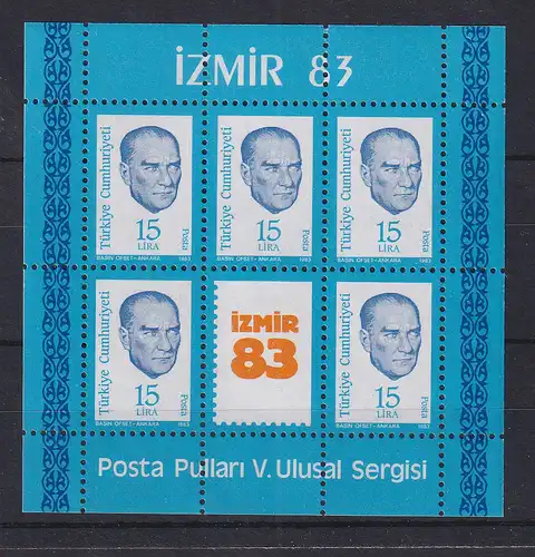 Türkei 1983 Nationale Briefmarkenausstellung Izmir Mi.-Nr. Block 23 postfrisch**