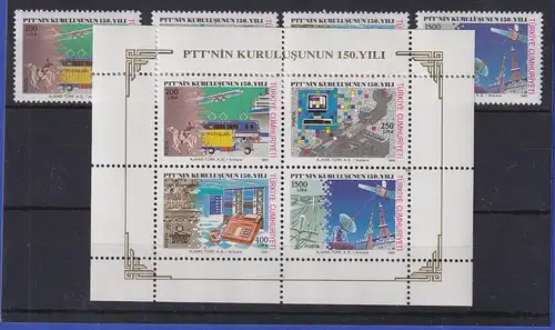 Türkei 1990 150 Jahre Türkische Post Mi.-Nr. Block 29 und 2910-2913 postfrisch**