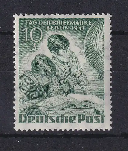 Berlin 1951 Tag der Briefmarke 10+3 Pf schwärzlichgrün Mi.-Nr. 80 postfrisch **