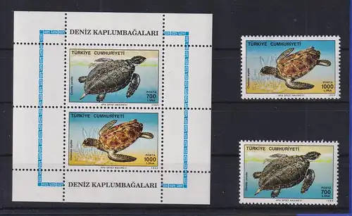 Türkei 1989 Meeresschildkröten Mi.-Nr. Block 28 und 2871-2872 postfrisch**