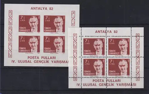 Türkei 1982 Atatürk  - Jugend-Briefmarkenausstellung Mi.-Nr. Block 22 A und B **