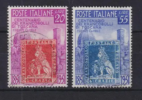 Italien 1951 100 Jahre Briefmarken der Toscana Mi.-Nr. 826-827 gestempelt