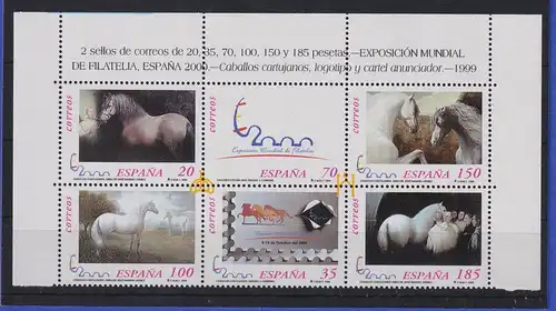 Spanien 1999 Briefmarkenausstlg. Pferde Mi.-Nr. 3512-3517 6erblock postfrisch **