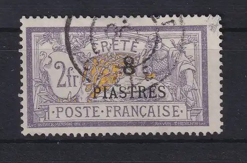 Französische Post auf Kreta 1902 Freimarke 8 Piastres Mi.-Nr. 19 gestempelt