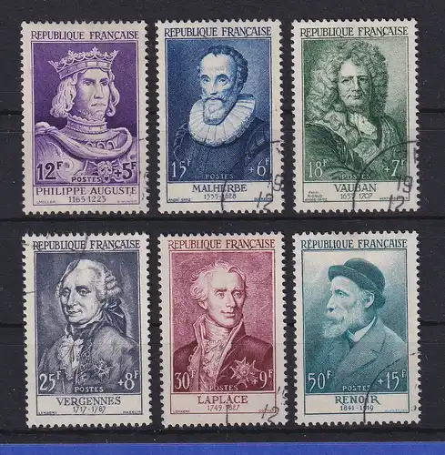 Frankreich 1955 Persönlichkeiten Mi.-Nr. 1053-1058 gestempelt 