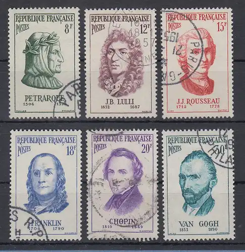 Frankreich 1956 Persönlichkeiten Mi.-Nr. 1110-1115 gestempelt 
