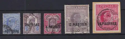 Großbritannien Britische Post in der Türkei 1902/05, Mi.-Nr. 8-12 gestempelt