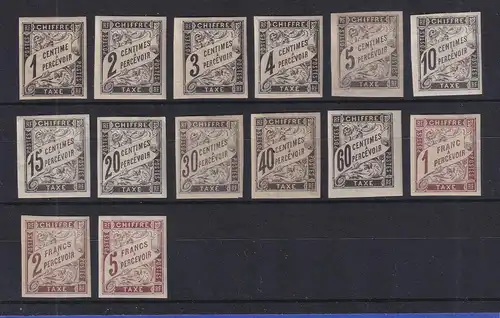 Französische Kolonien 1884/85 Portomarken Mi.-Nr. 1-14 ungebraucht *