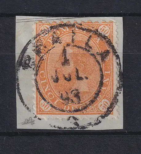 Rumänien 1890 Freimarke König Karl I. Mi.-Nr. 89 gestempelt auf Briefstück