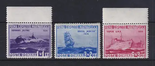 Rumänien 1936 Marine-Ausstellung in Bukarest Mi-Nr. 519-521 postfrisch **