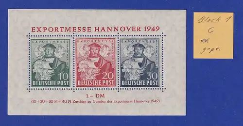 Bizone 1949 Exportmesse Hannover Mi.-Nr. Block 1c postfr.** (gepr. Schlegel BPP)